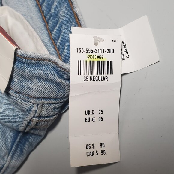 Abercrombie & Fitch The Straight Mid Rise Light Wash Jeans NWT Size 35/20R - Picture 14 of 16